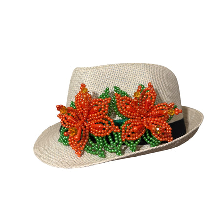 Tembleque Fedora Hat Panama Hat Panamanian Spring/Summer Beach Hat Tan Orange