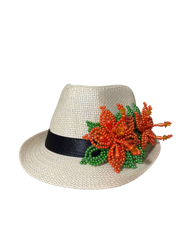 Tembleque Fedora Hat Panama Hat Panamanian Spring/Summer Beach Hat Tan Orange