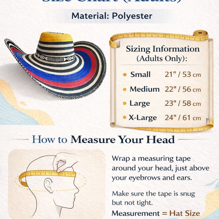 Colombian Vueltiao Hat with Flowers and Ribbon for Adults - Polyester