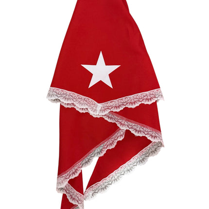 Caribbean Havana Fiesta Adult Dress - Traditional Attire with Red Star Flag Scarf