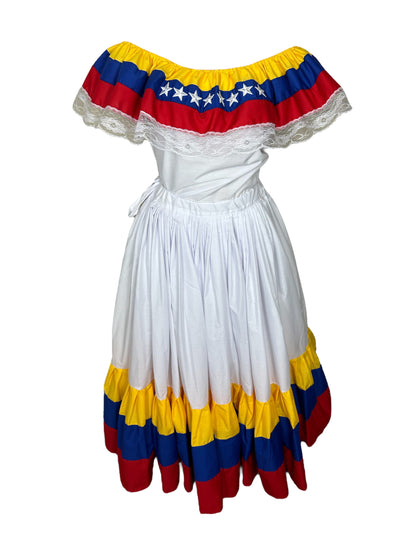 Traditional Venezuela Dress with White Stars - Wide