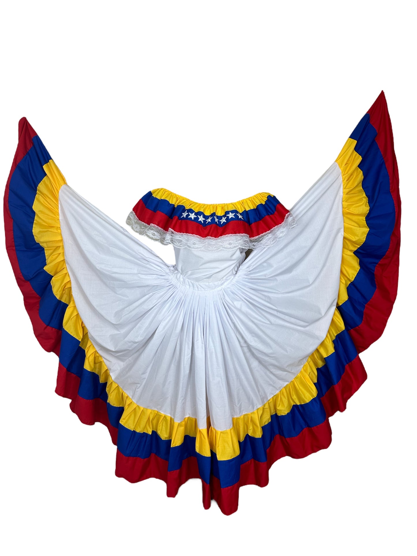 Traditional Venezuela Dress with White Stars - Wide