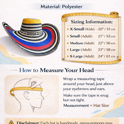 Sombrero Vueltiao Colombiano para Adulto Poliéster