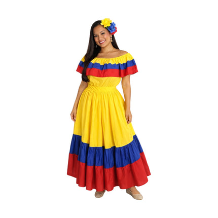Colombian Traditional Wide Dress - Flag Style