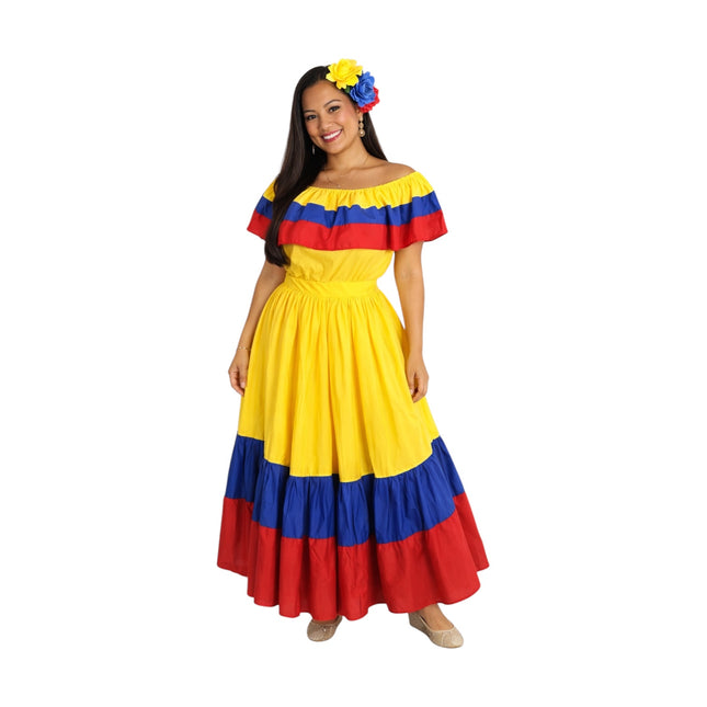 Colombian Traditional Wide Dress - Flag Style