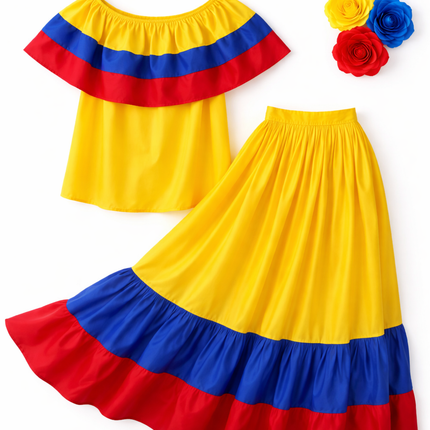 Colombian Traditional Wide Dress - Flag Style