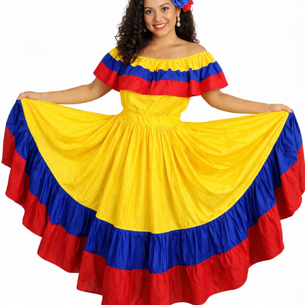 Colombian Traditional Wide Dress - Flag Style