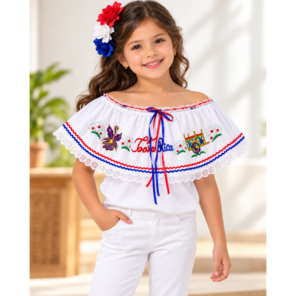 Costa Rican Traditional Embroidered Blouse for Girls