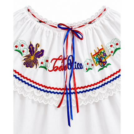 Costa Rican Traditional Embroidered Blouse for Girls