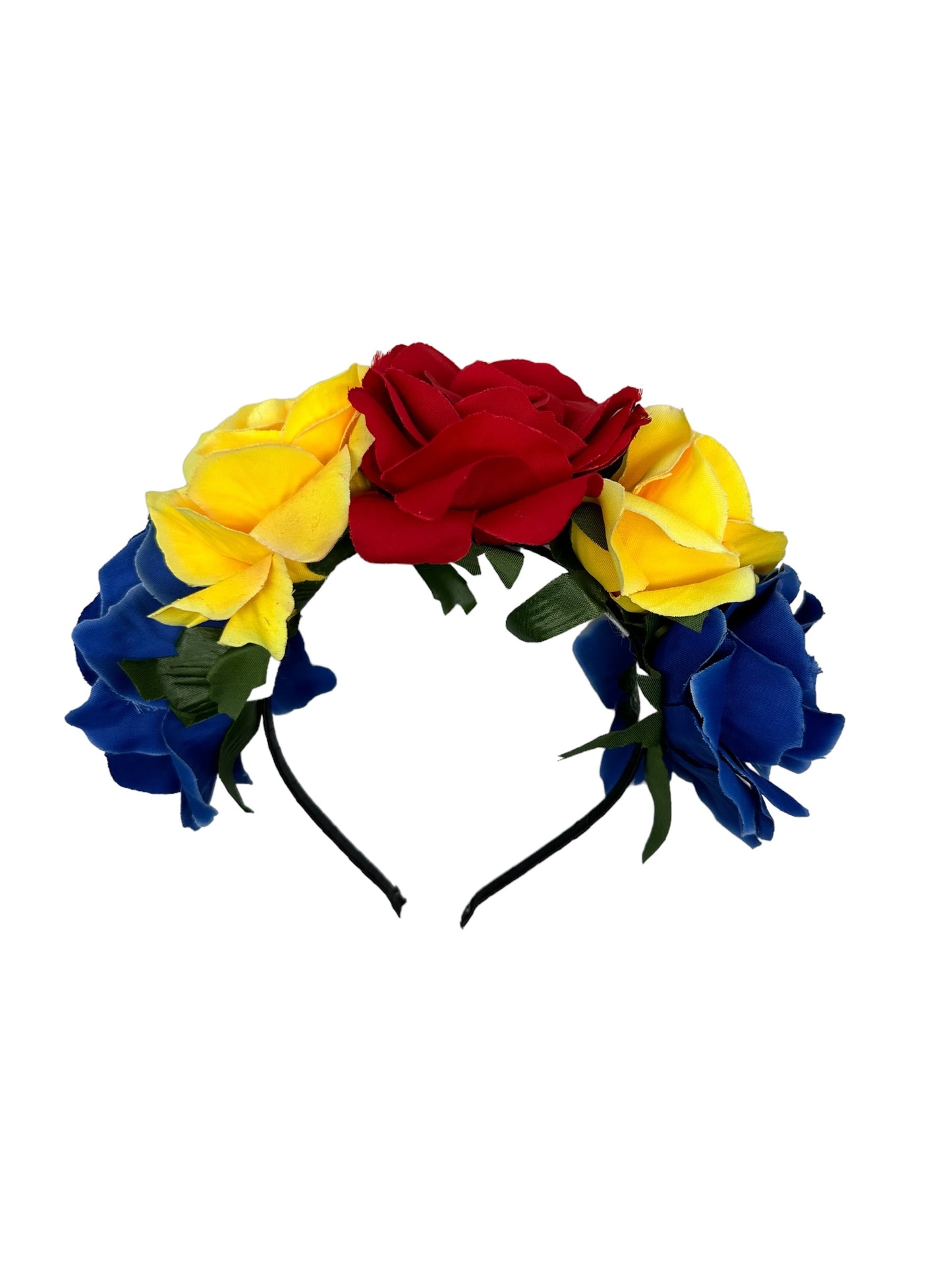 Colombia, Venezuela Ecuador Flag Inspired Flower Large Crown Headband