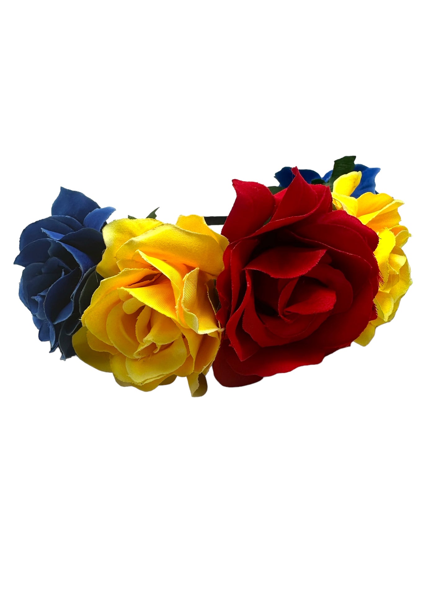 Colombia, Venezuela Ecuador Flag Inspired Flower Large Crown Headband