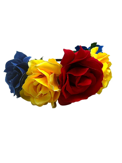 Bandeau à grande couronne de fleurs inspiré du drapeau de la Colombie, du Venezuela et de l'Équateur