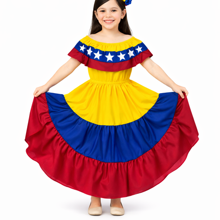 Venezuela Traditional Girls Flag-Style Dress