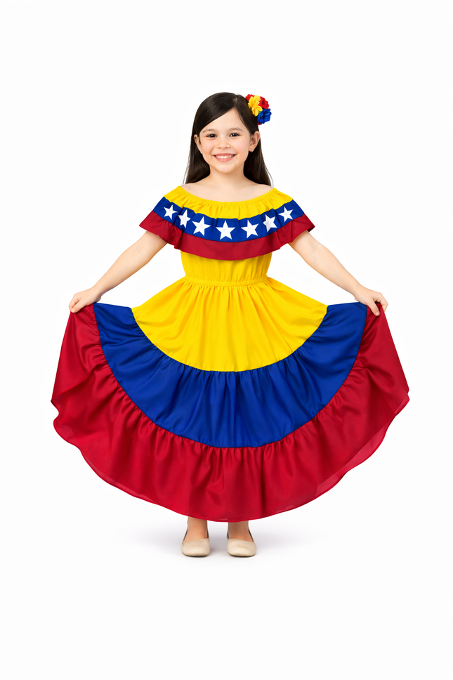 Venezuela Traditional Girls Flag-Style Dress
