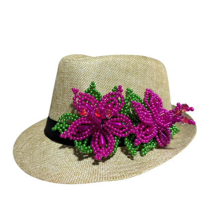 Tembleque Fedora Hat - Tan Pink Panama Hat - VivianFongDesignsLLC