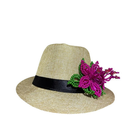 Tembleque Fedora Hat - Tan Pink Panama Hat - VivianFongDesignsLLC