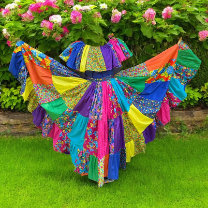 Panamanian Pollera Congo Multicolor Dress - VivianFongDesignsLLC