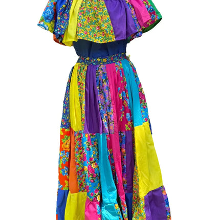 Panamanian Pollera Congo Multicolor Dress - VivianFongDesignsLLC