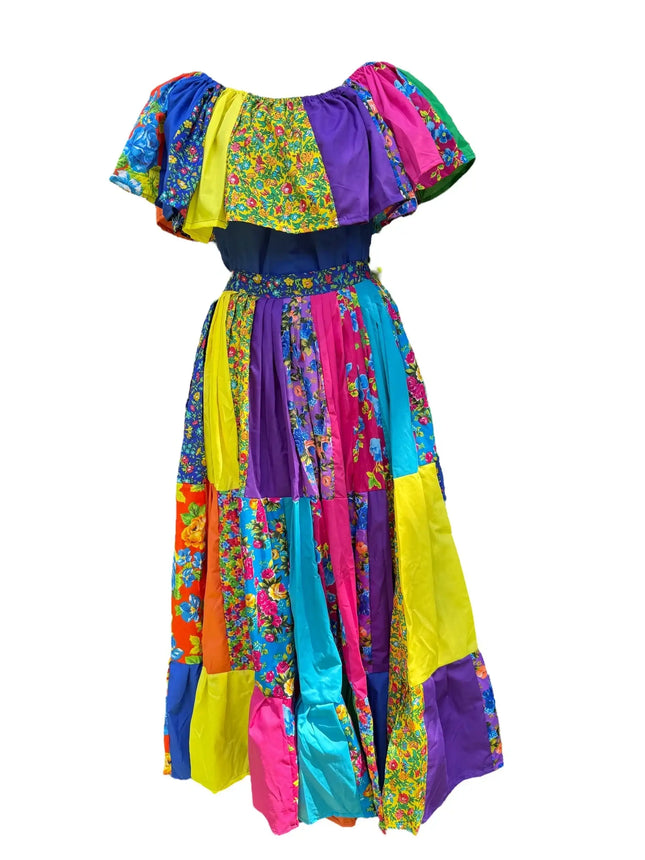 Panamanian Pollera Congo Multicolor Dress - VivianFongDesignsLLC