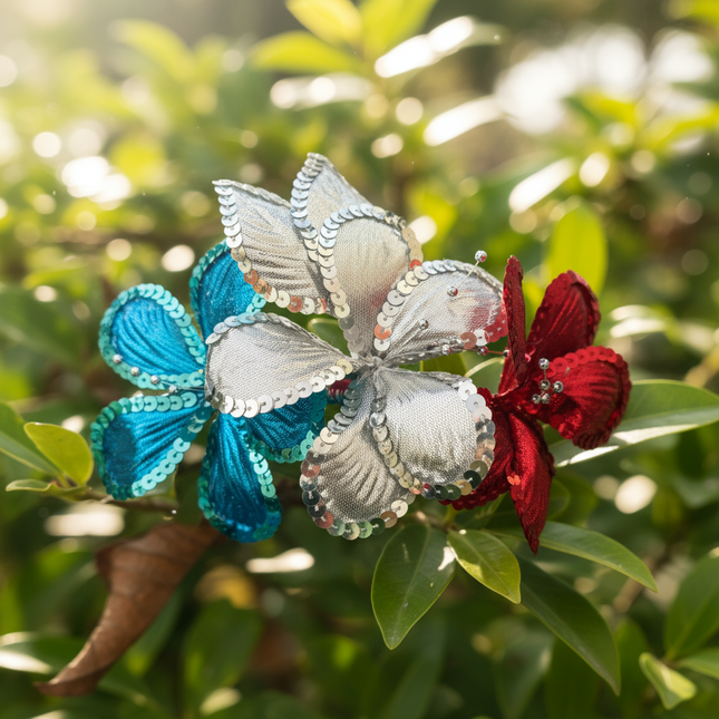 Sequin Flowers Hair Comb for Carnaval & Cumbia