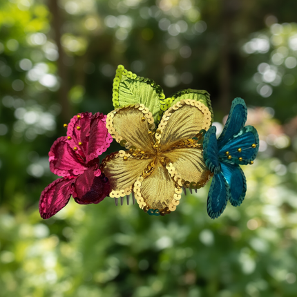 Sequin Flowers Hair Comb for Carnaval & Cumbia