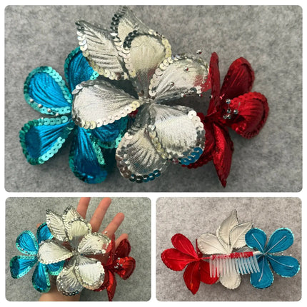Sequin Flowers Hair Comb for Carnaval & Cumbia - VivianFongDesignsLLC