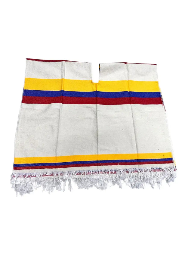 Colombian Tricolor Poncho – Authentic Unisex Handmade Cape with Fringes - VivianFongDesignsLLC