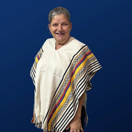 Colombian Poncho Fino – Authentic Unisex Handmade Beige Cape - VivianFongDesignsLLC