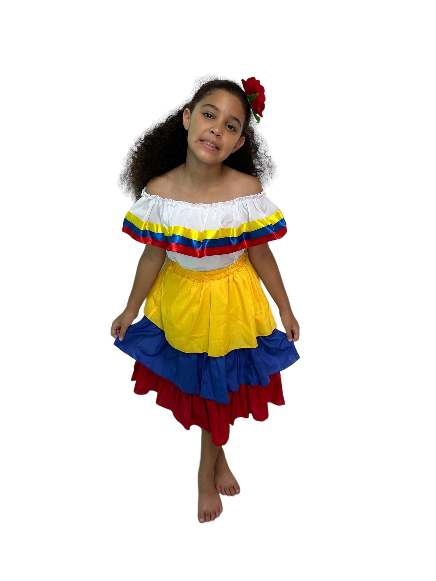 Venezuelan Traditional Dress for Girls - White With Ribbons