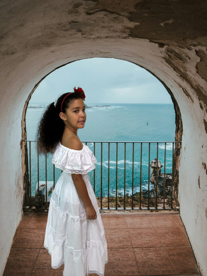 Puerto Rican Bomba y Plena Dress with Lace for Girls