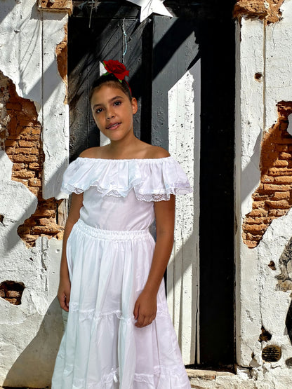 Puerto Rican Bomba y Plena Dress with Lace for Girls