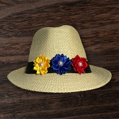 Colombian, Venezuelan and Ecuadorian Flag Colors - Flower Fedora Hat