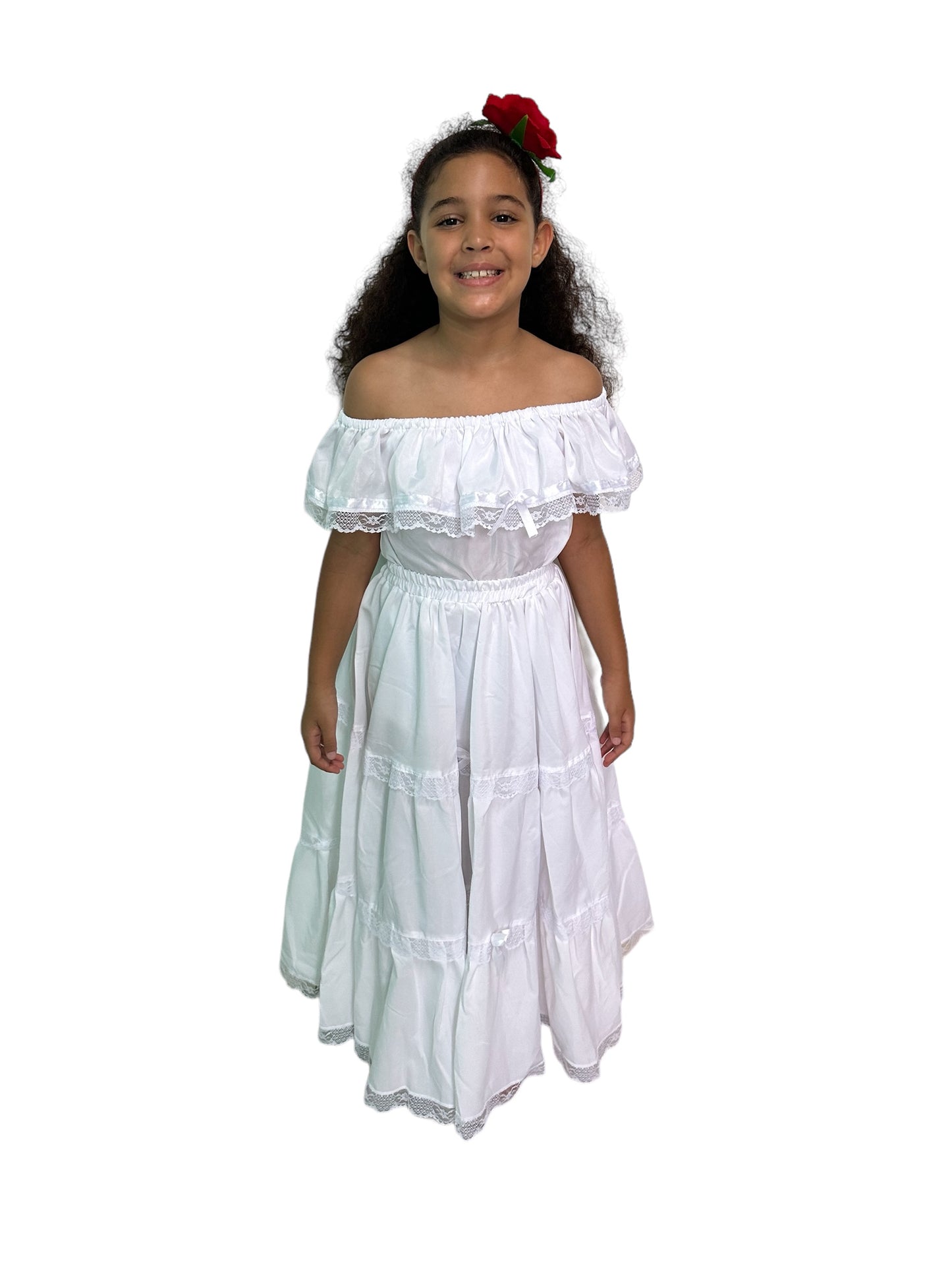 Puerto Rican Bomba y Plena Dress with Lace for Girls