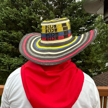 Sombrero Vueltiao Colombian Hat - Caña Flecha for Adulto tri-color - VivianFongDesignsLLC