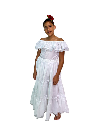 Puerto Rican Bomba y Plena Dress with Lace for Girls