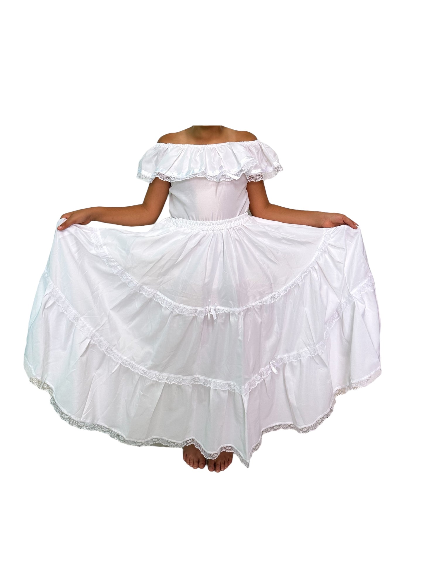 Puerto Rican Bomba y Plena Dress with Lace for Adults