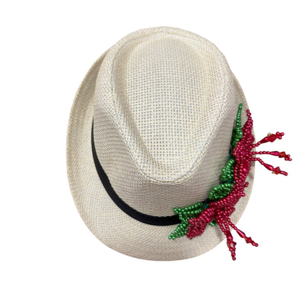 Tembleque Fedora Hat Panama Hat Panamanian Spring/Summer Beach Hat Tan Red