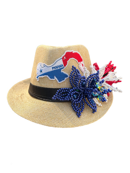 Tembleque Chapeau Fedora Chapeau Panama Panama Chapeau de Plage Printemps/Été Noir Rouge Blanc et Bleu