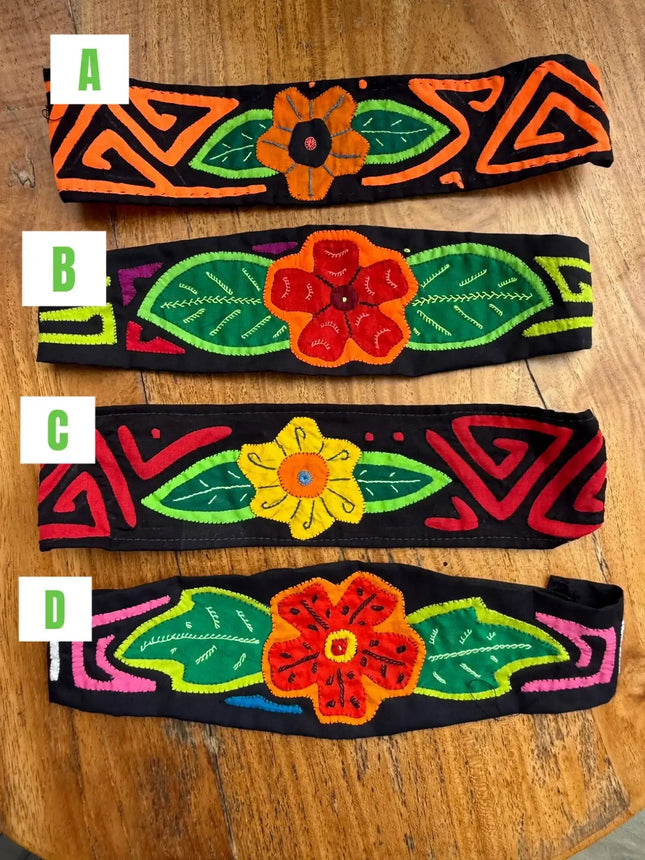 Mola Handmade Authentic Panamanian Elastic Back Headbands - VivianFongDesignsLLC