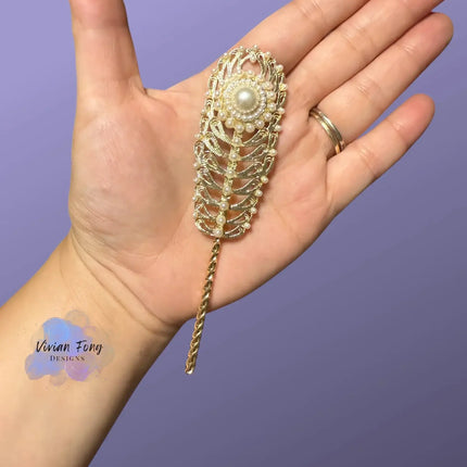 Pajuela for Panamanian Pollera with White Pearls - VivianFongDesignsLLC