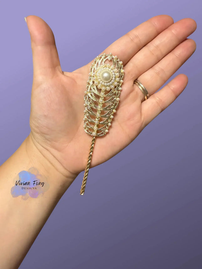 Pajuela for Panamanian Pollera with White Pearls - VivianFongDesignsLLC