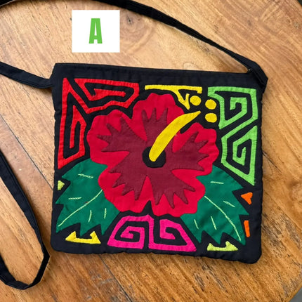 Handwoven Panamanian Guna Purse with Authentic Mola Designs - 8”x 8” - VivianFongDesignsLLC