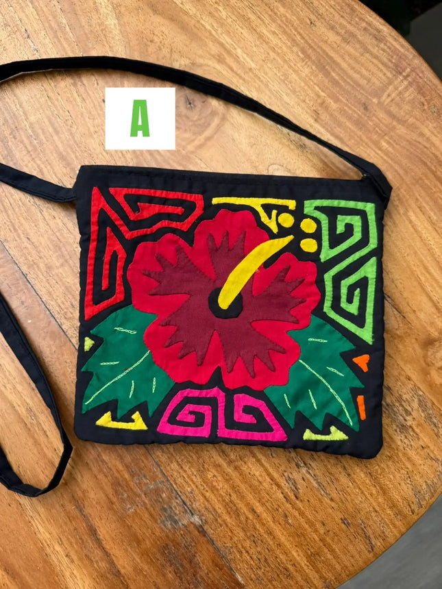 Handwoven Panamanian Guna Purse with Authentic Mola Designs - 8”x 8” - VivianFongDesignsLLC