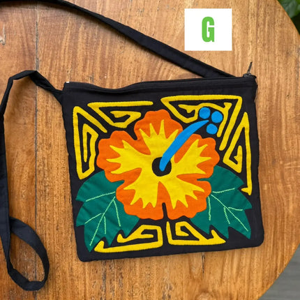 Handwoven Panamanian Guna Purse with Authentic Mola Designs - 8”x 8” - VivianFongDesignsLLC