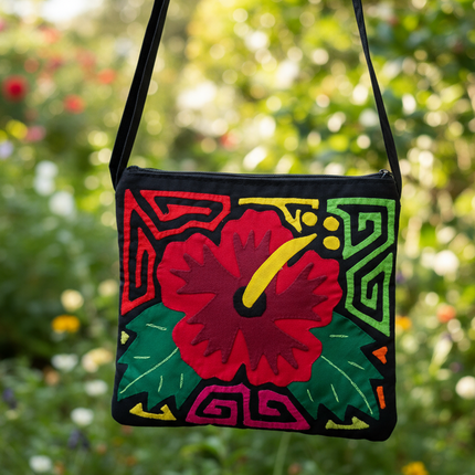 Handwoven Panamanian Guna Purse with Authentic Mola Designs - 8”x 8”