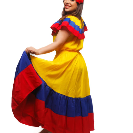 Colombian Traditional Tri-Color Dress for Women - VivianFongDesignsLLC