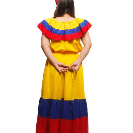 Colombian Traditional Tri-Color Dress for Women - VivianFongDesignsLLC