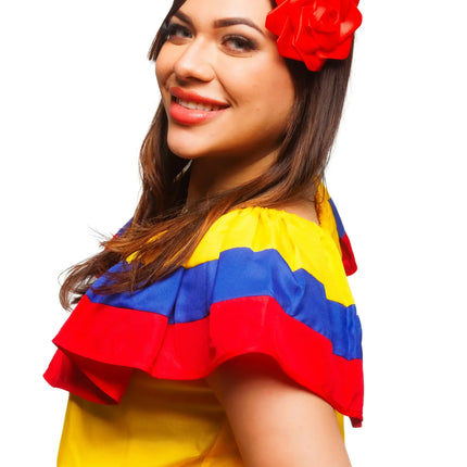 Colombian Traditional Tri-Color Dress for Women - VivianFongDesignsLLC