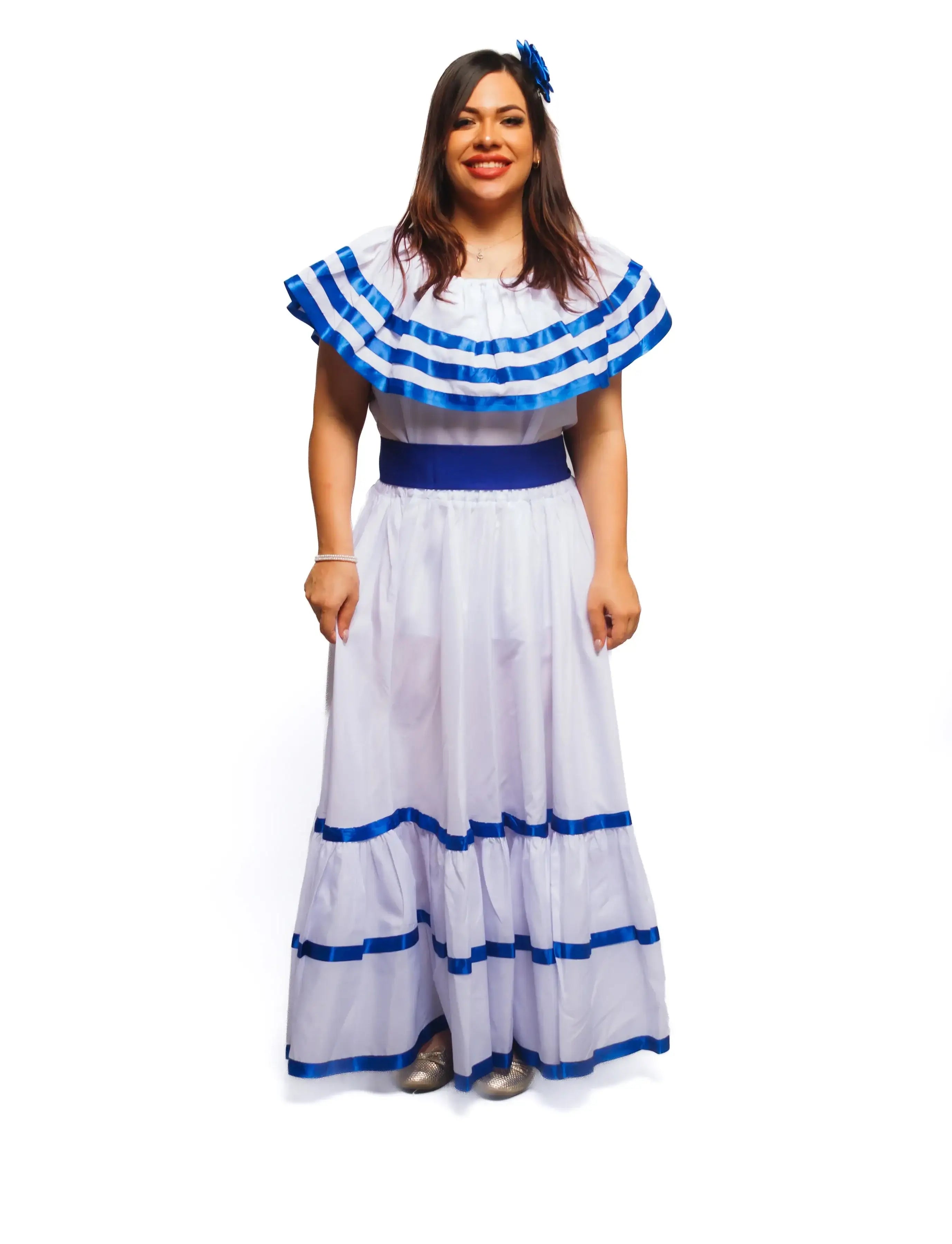 fiesta dress women IDOPIP Mexican Off Shoulder Floral Embroidered Long Maxi Dress Traditional Dresses ruffle and lace Fiesta Dresses for Women -
