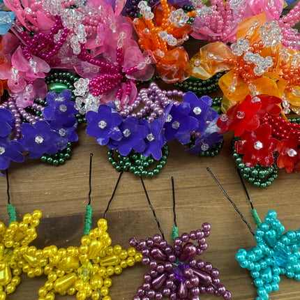 Authentic Luxurious Tembleques Set with Fish Scales Pearl Beads and Crystals - VivianFongDesignsLLC